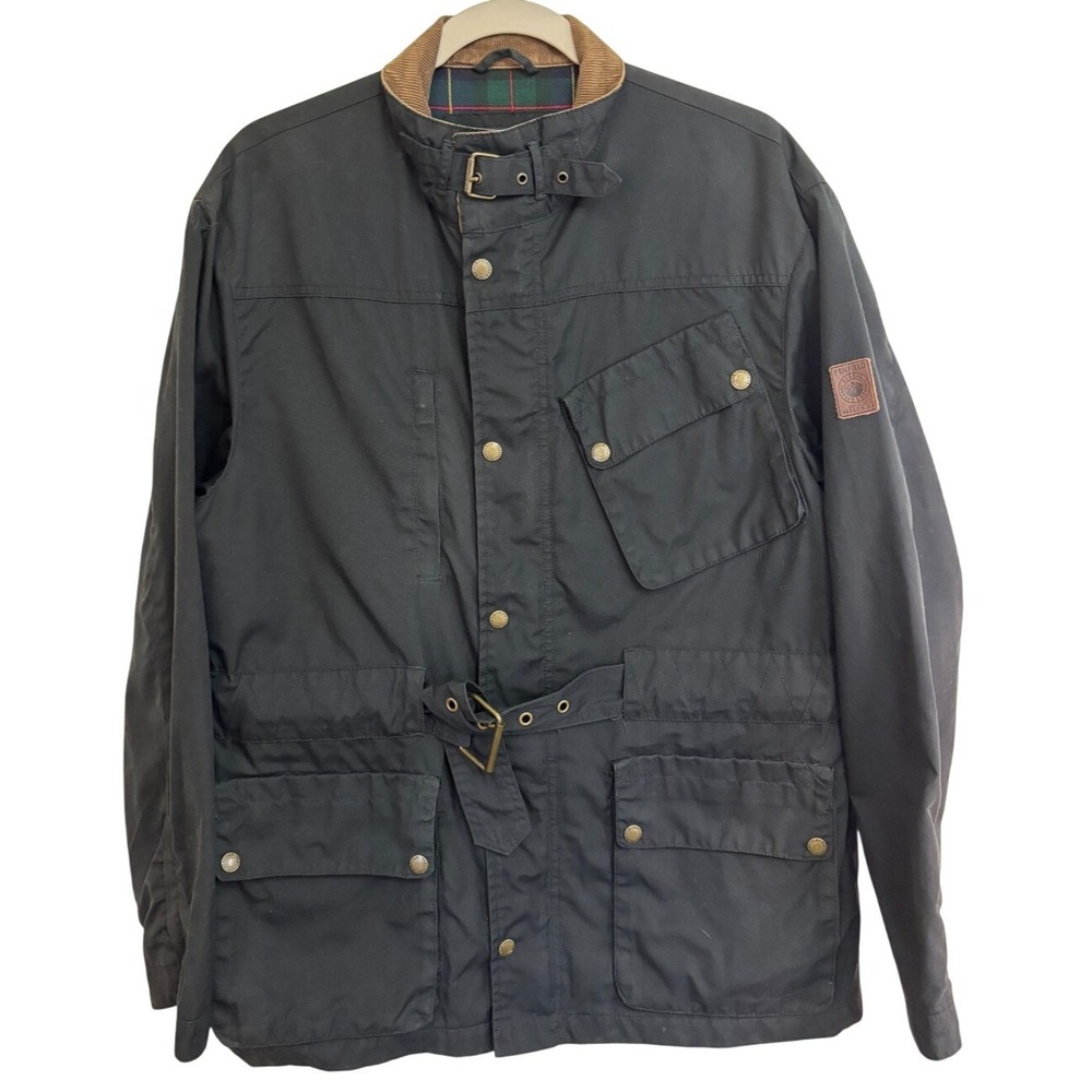 EUC Penfield Walpole Hudson Wax Cloth Field Jacket Men's L Black Corduroy Belted - Picture 2 of 14